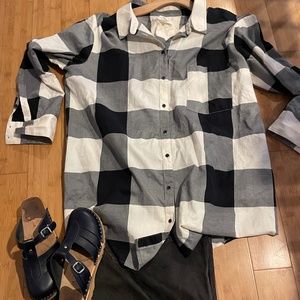 NWOT Treasure & Bond Nordstrom cotton black and white gingham flannel size 2X